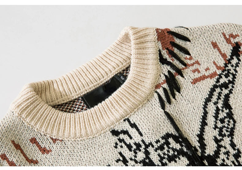 Hip Hop Harajuku Angle Pattern Knitted Sweater Unisex Pullover Streetwear Winter Casual Loose Mens Sweater Warm Jumper Knitwear Street King Limited
