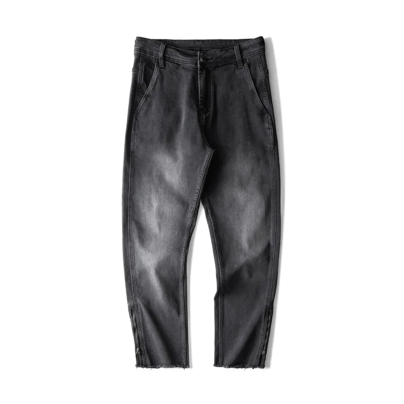 men streetwear hem zipper plus size distressed retro fashion loose casual denim pants jeans cityboy jeans trousers 28 40 unique jeans style 2615