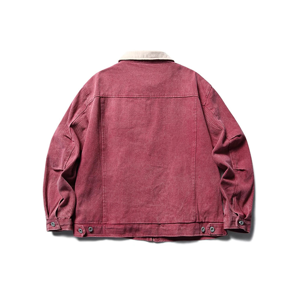 vintage denim jacket men loose casual zipper coat harajuku hip hop streetwear jackets trendy design jacket for men unique jeans style 1912
