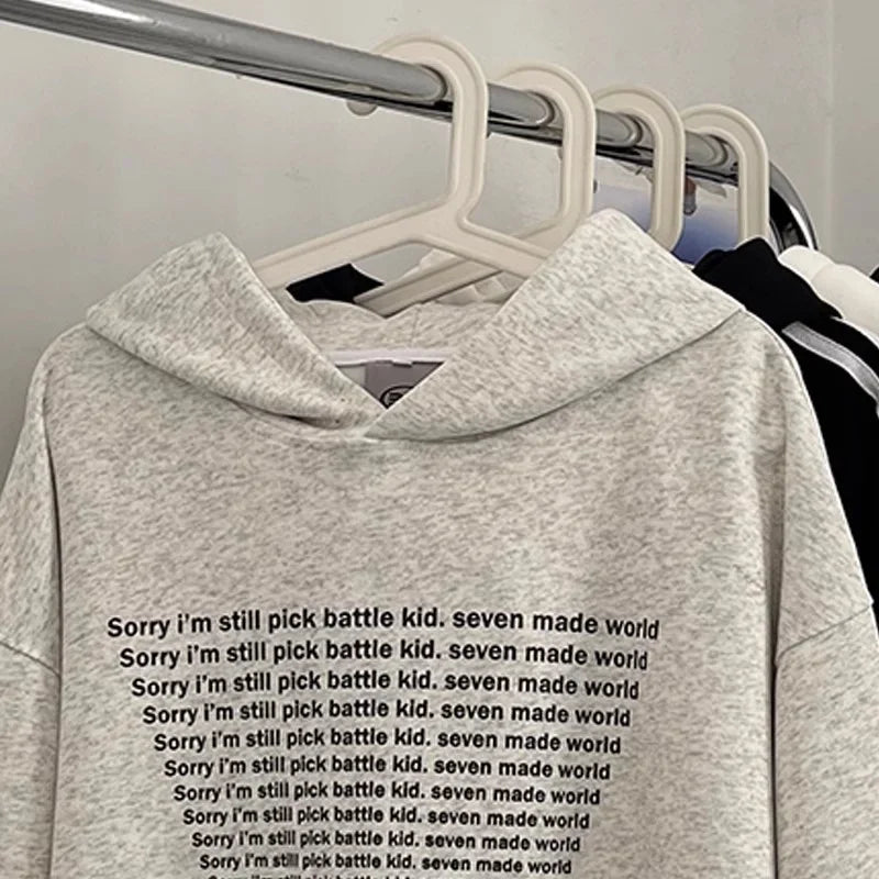 Oversized Flame Graphic Hoodie for Men