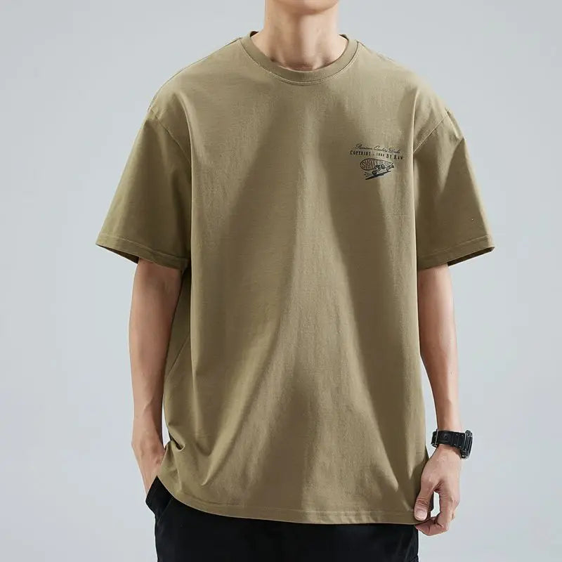 Summer Korean Pure Cotton Round Neck Short-sleeved T-shirt Men's Trendy Y2K Personalized Street Ins Casual Half-sleeved Top Street King Limited