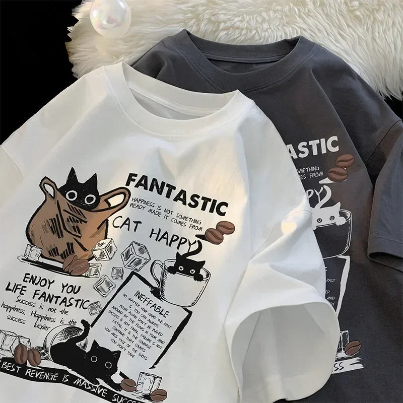 Trendy American Ins Street Men's Diagonal Printed Short-sleeved T-shirt Summer Personalized Retro Cotton Y2K Niche Top Street King Limited