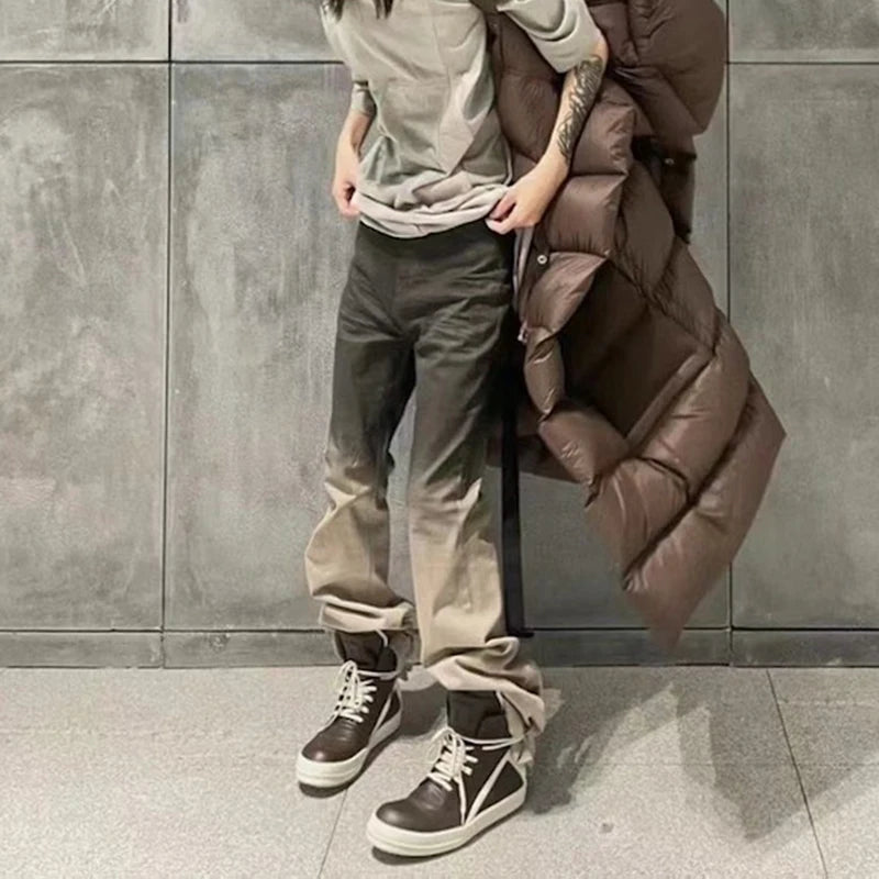 Streetwear RO style Gradient Color Baggy Stacked Baggy Flare Jeans for Men and Women Straight Washed Casual Denim Trousers Street King Limited