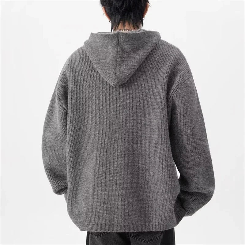New Half Zipper sweater Knitted Sweater For Men Y2K Vintage Long Sleeve