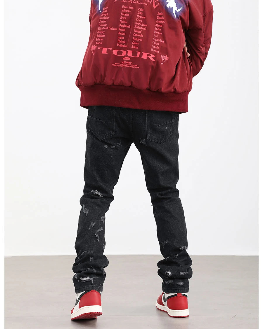 harajuku scratched ripped holes denim jeans mens zipper jeans hip hop fashion streetwear new casual straight joggers jean pants unique joggers style 1641