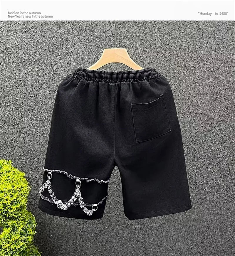 summer men suede straight shorts 2024 new y2k streetwear design drawstring bermudas hombre vintage baggy basketball shorts unique shorts style 3211
