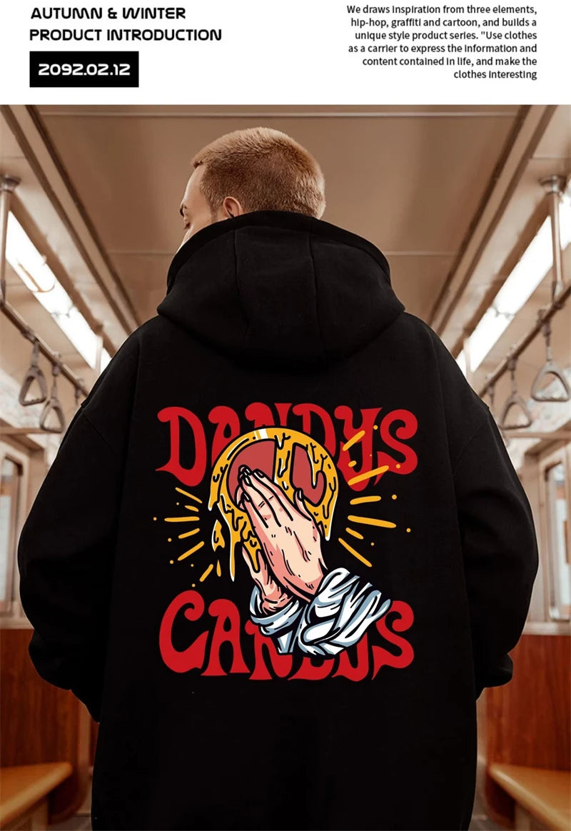 Goth Funny Finger Crossed Graphic Print Men Hoodies Casual Y2K Streetwear Sweatshirts Vintage Hip Hop Fashion Baggy Hoodie Street King Limited