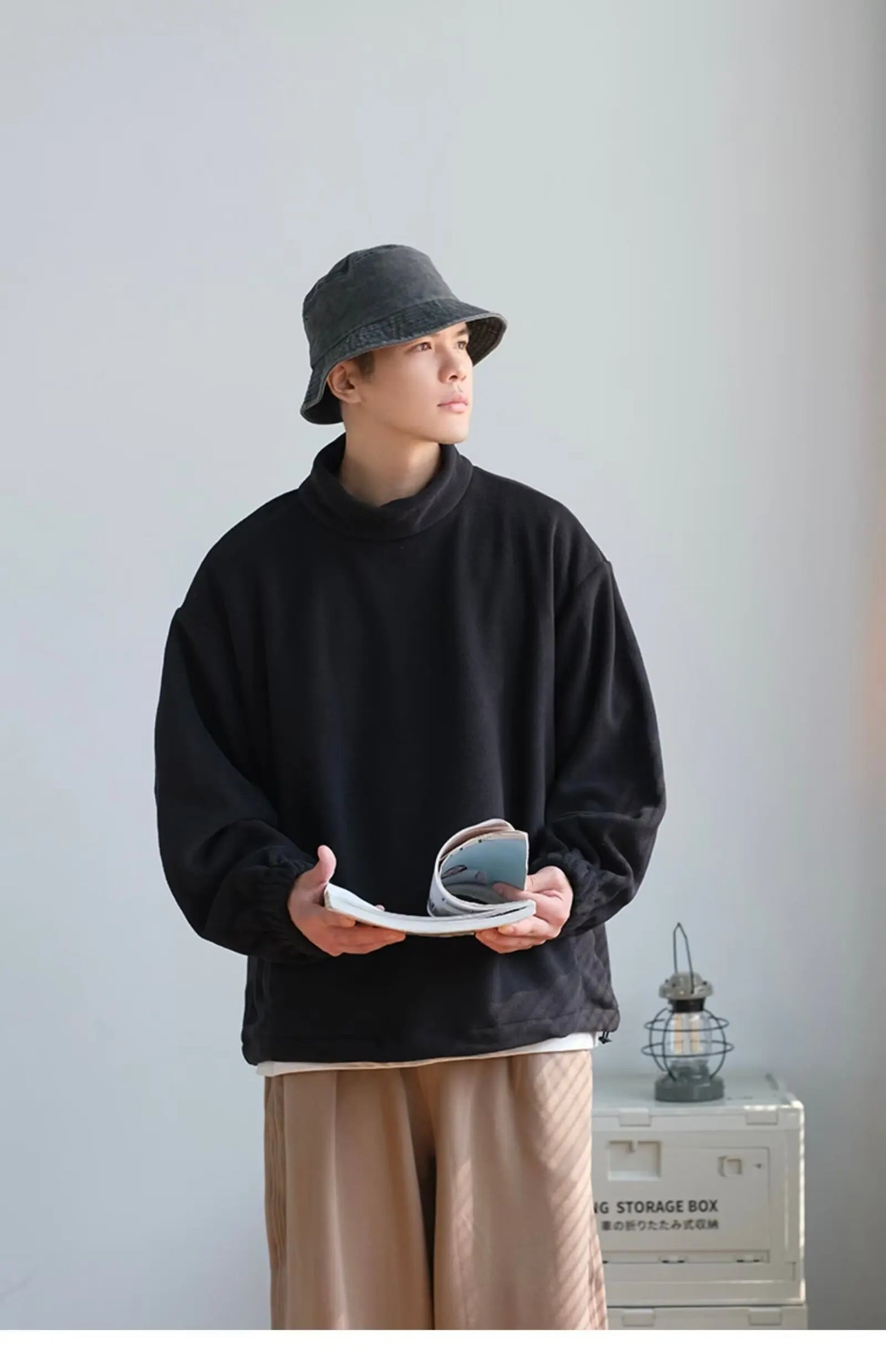 Men Women Winter Fleece Sweatshirt Korean Style Half High Collar Streetwear Oversized Couple Solid Color Autumn Warm Pullovers Street King Limited