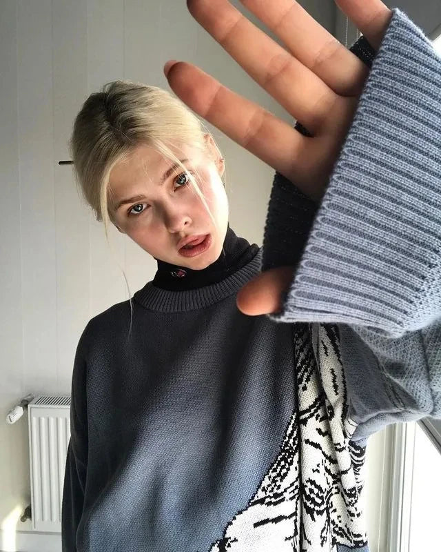 Traf-2024 women's sweater zssiibo official website autumn new y2k fashion trend couple pullover women's clothing sales Street King Limited