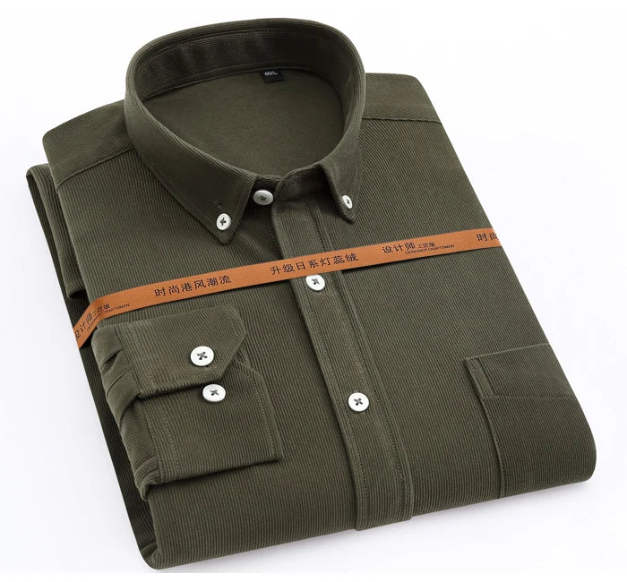 Streetwear Japan Style Mens Fashion Long Sleeve Corduroy Shirt Single Patch Pocke Japan Style Mens Fashion Long Sleeve Corduroy Shirt Single Patch Pocket Comfortable Work Casual Standard Fit Button Down Shirts Fashion Sweater Jacket With Graphic Design For Men