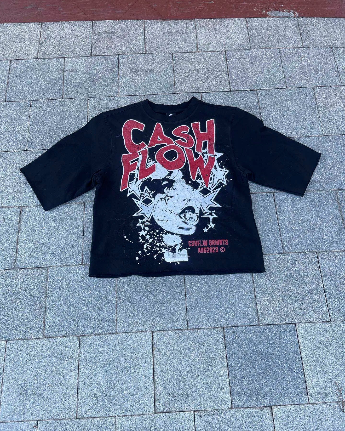 Y2K American high street clothing printed oversized T-shirt men's 2023 new loose casual versatile round neck T-shirt men's Street King Limited