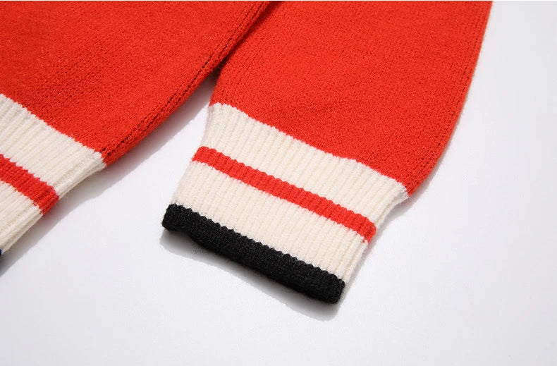 Hip Hop Knitted Sweater Mens Autumn Winter O-neck Skulls Pullover Streetwear Casual Warm Loose Sweaters Unisex Jumpers Knitwear Street King Limited
