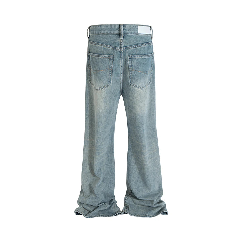 vintage washed blue solid boot cut for men and women straight baggy denim trousers ropa hombre loose casual flare jeans pants denim street jeans