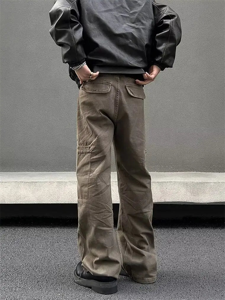 american high street retro men and women trendy straight work pants couple spring and autumn hip hop loose casual pants y2k relaxed fit trousers