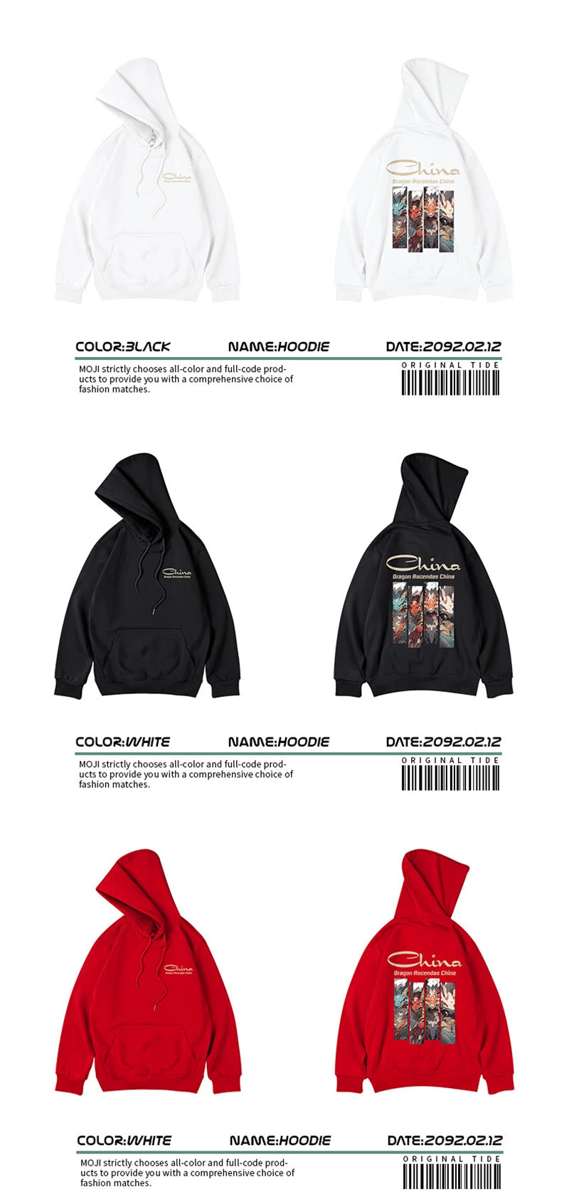 Dragon Ascendas China Graphic Sweatshirts Hombre Hip Hop Fashion Hoodies Oversize Y2K Streetwear Fleece Hoody Printed Clothes Street King Limited