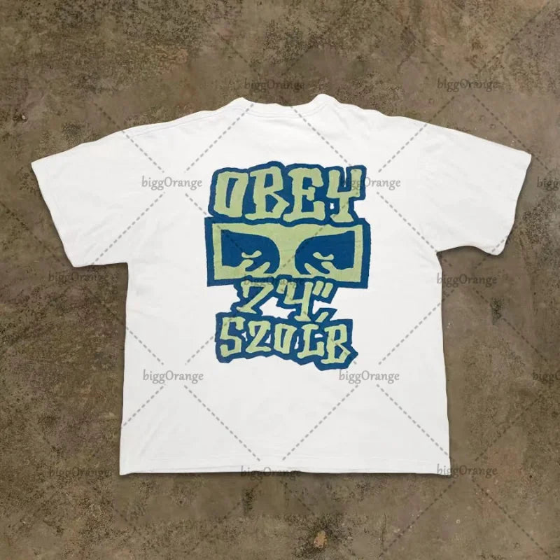 2023 American Streetwear Goth Punk Letter Print Oversized T-Shirts Men's Fashion Casual Loose Crew Neck Tops T-Shirts Women's Street King Limited