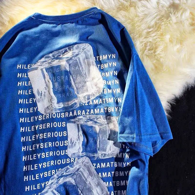 Summer New Cotton American Street Trend Ice Block Print Graphic T-shirt for Men and Women Casual Loose Personality Short Sleeve Street King Limited
