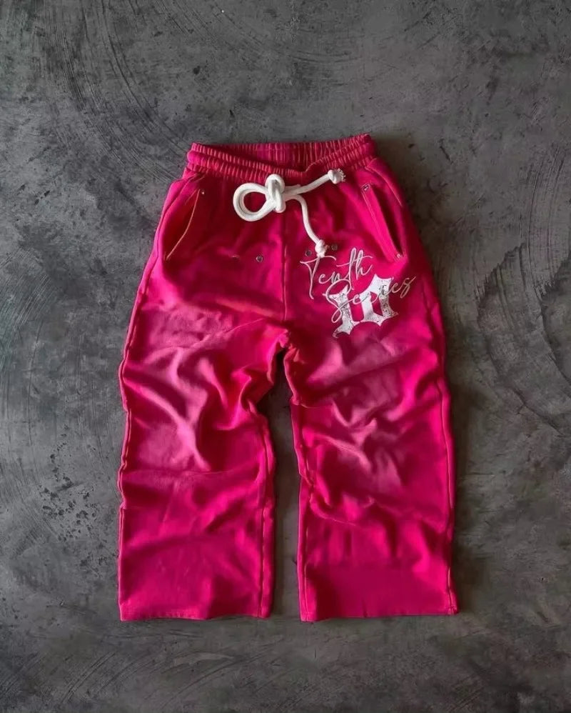 gothic cartoon embroidered letters pink loose hoodie sweatshirt 2 piece sets womens outfits streetwear zipper hoodie y2k clothes unique default style 1934
