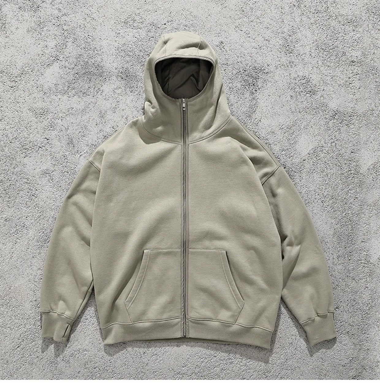 Streetwear Solid Color Ninja Zipper Hoodies Men's Fleece Turtleneck Cardigan Outdoor Oversized Hoody Plus Velvet Charge Coat Street King Limited