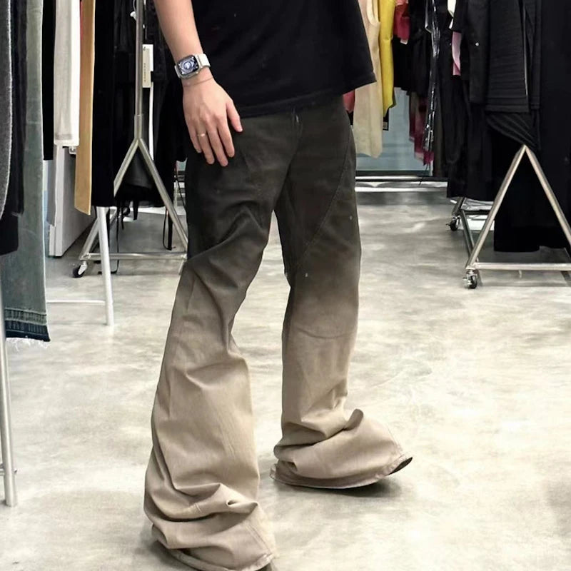 Streetwear RO style Gradient Color Baggy Stacked Baggy Flare Jeans for Men and Women Straight Washed Casual Denim Trousers Street King Limited