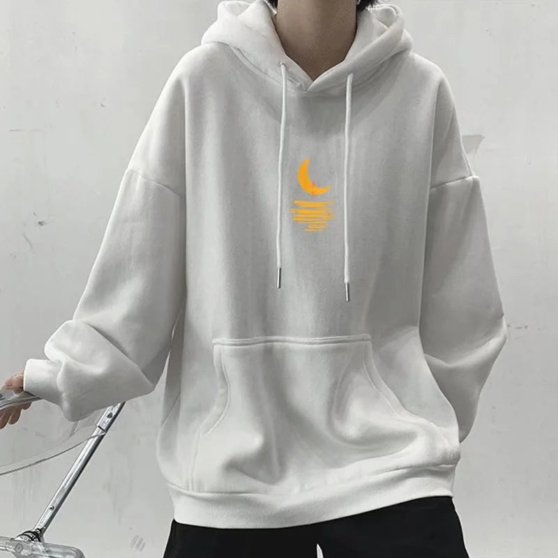 Cartoon Moon Graphic Hoodies Men Casual Hip Hop Streetwear Fleece Hooded Sweatshirt Autumn Y2K Vintage Pullover Hoody Hombre Street King Limited