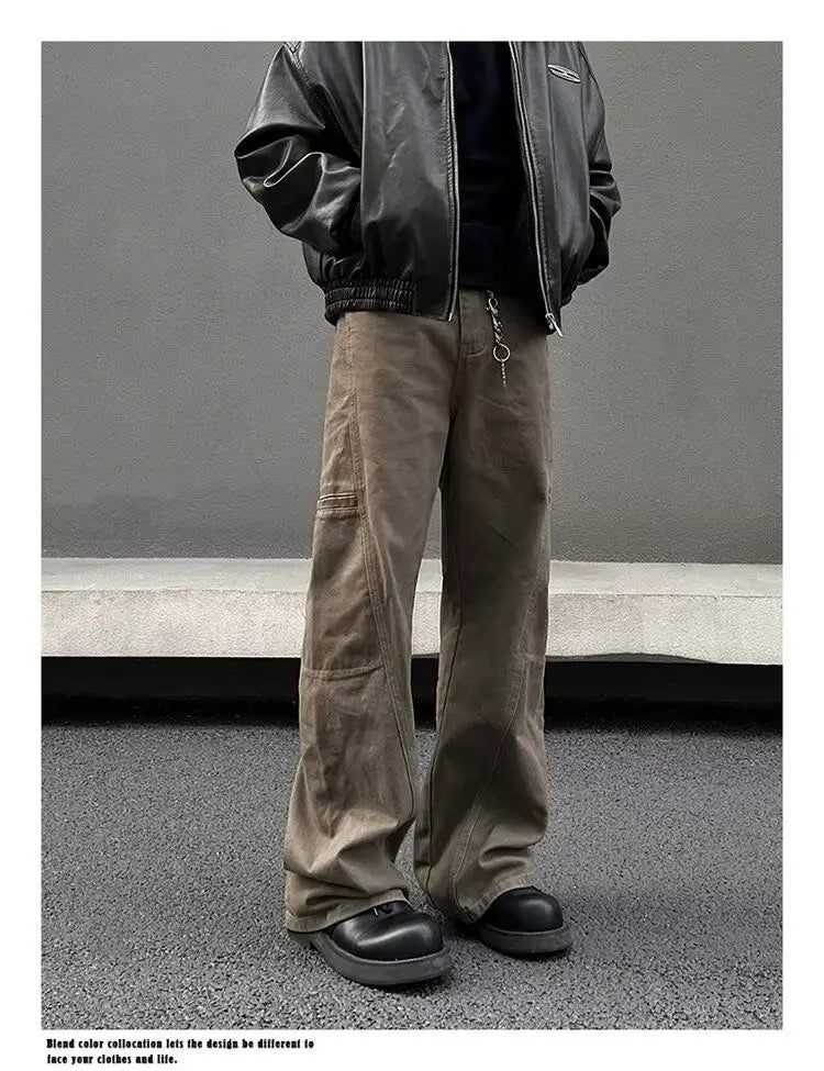american high street retro men and women trendy straight work pants couple spring and autumn hip hop loose casual pants y2k unique default style 795