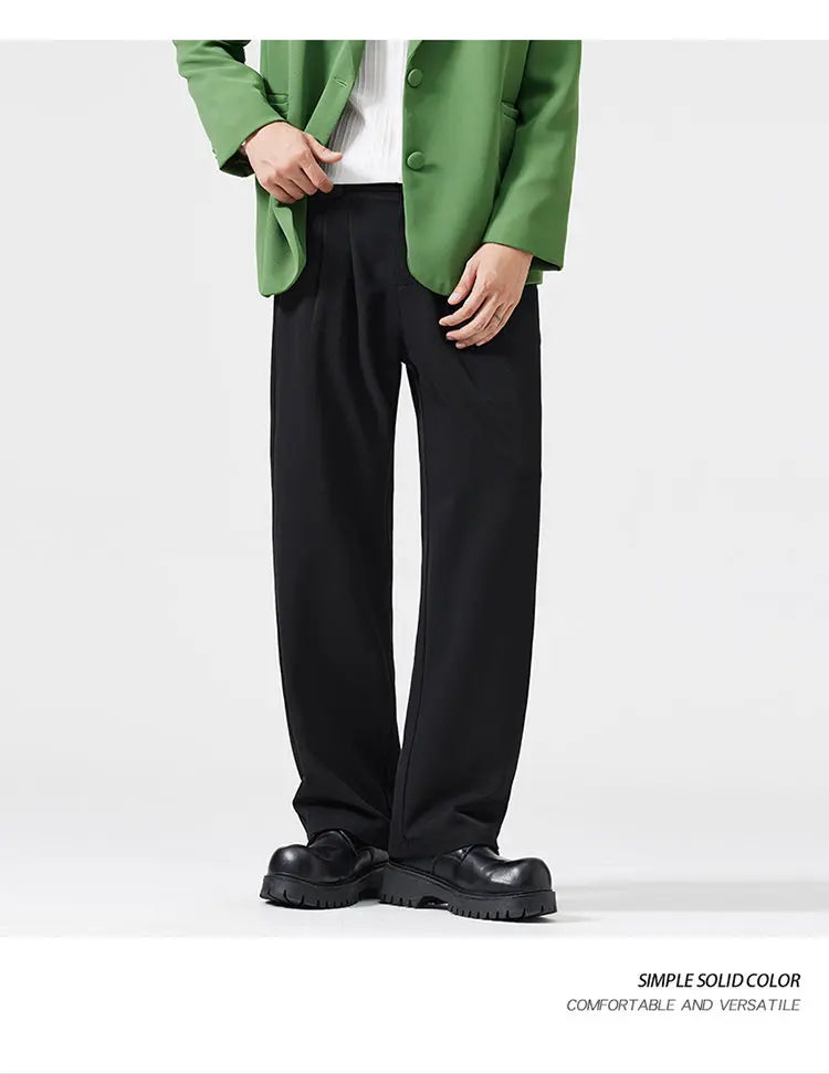 suit pant men korean streetwear fashion loose casual plus size straight suit pant office man commuter pants trousers unique default style 2102
