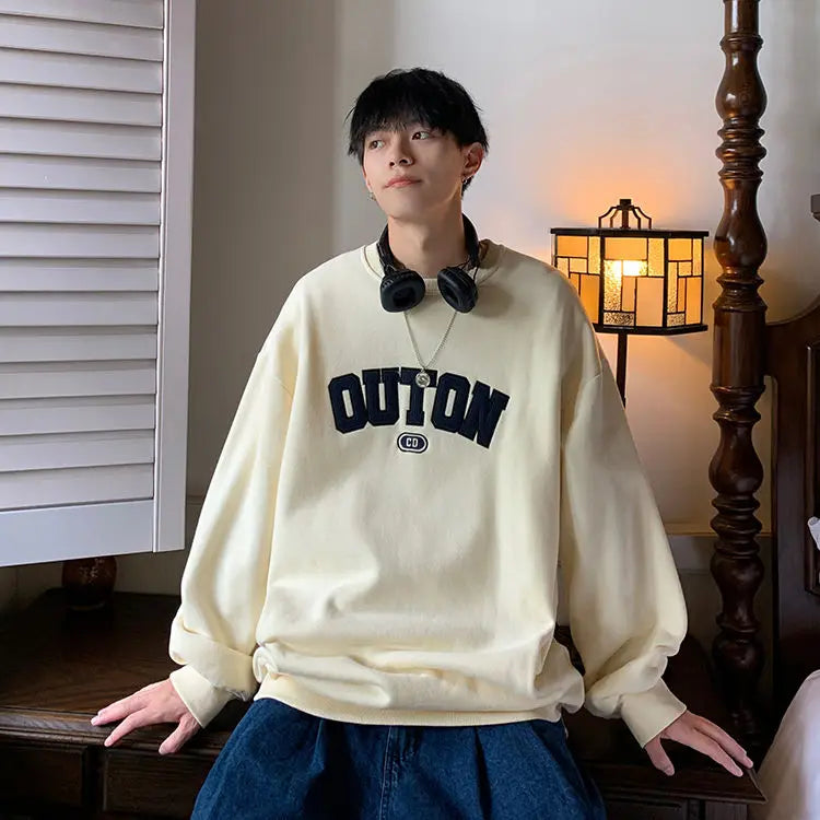 Trendy and Personalized Korean Round Neck Sweatshirt Men Spring Autumn New Y2K Thickened Trendy Brand Long-sleeved Top Jacket Street King Limited
