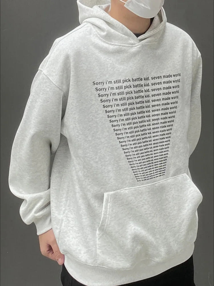 Oversized Flame Graphic Hoodie for Men