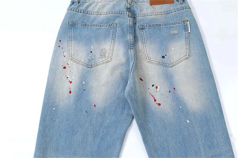Men's Blue Flared Jeans Fashion Designer Ripped Vintage Denim Pants 2024 New Fashion Casual Jeans Trousers Street King Limited
