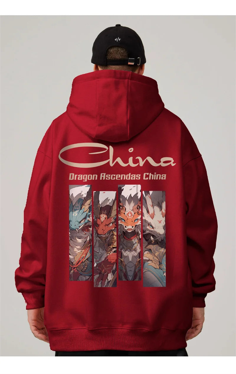 Dragon Ascendas China Graphic Sweatshirts Hombre Hip Hop Fashion Hoodies Oversize Y2K Streetwear Fleece Hoody Printed Clothes Street King Limited