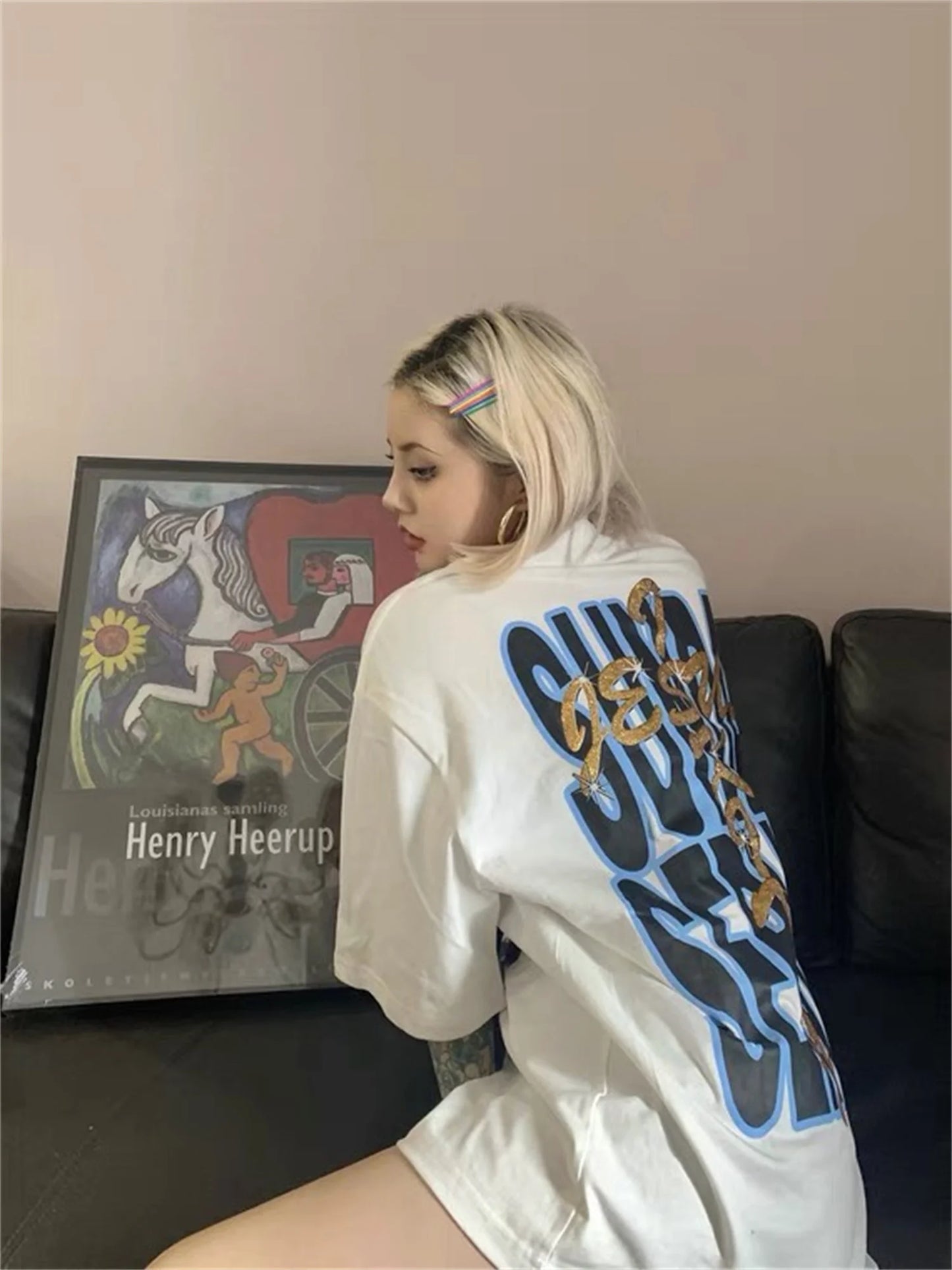 Summer Kanye West Chicago Limited Peripheral High-Street Retro Tops T-Shirt Street King Limited