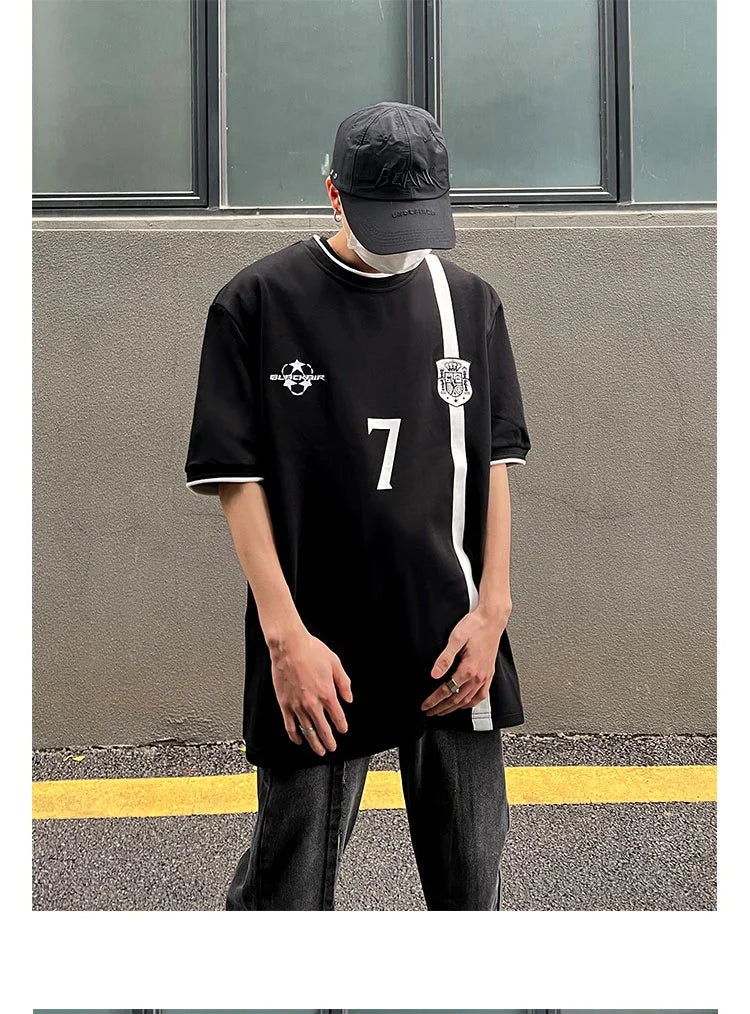 Summer American retro high street niche tops trendy brand ins fashion design oversize couple short-sleeved T-shirt y2k tops emo Street King Limited