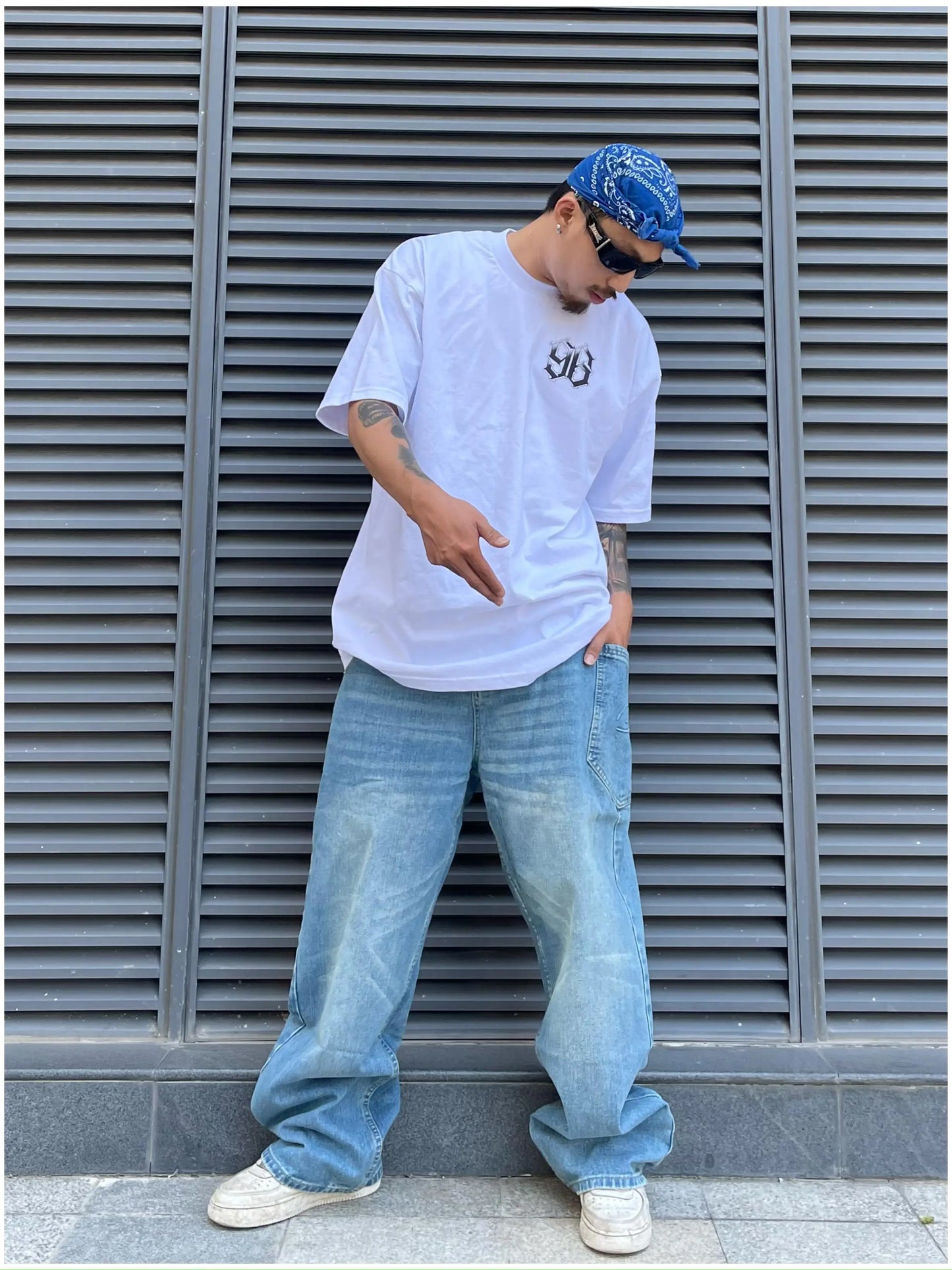 fashion loose streetwear denim jeans pants unisex casual side pocket wide legs jean trousers hip hop joggers mens baggy jeans unique joggers style 759