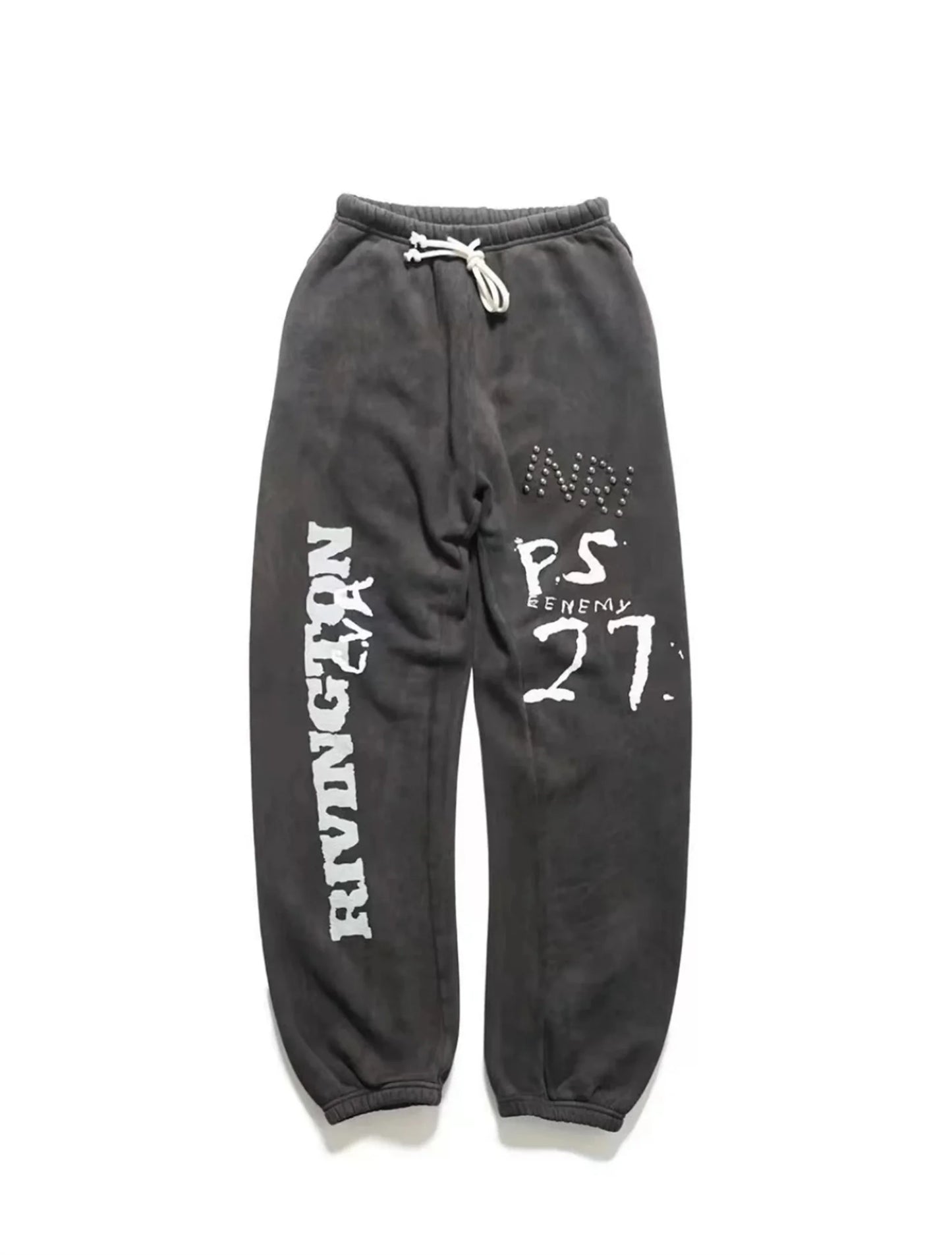 24ss rrr123 gymno high street heavyweight best quality cotton gradient washed distressed drawstring casual sport pants leggins unique default style 4676