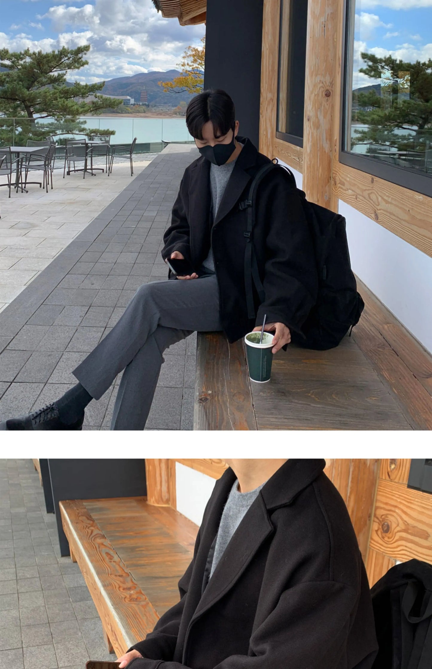 2024 loose casual mens solid color jacket fashion daily commuting windproof short woolen coat thickened warm unique shorts style 314
