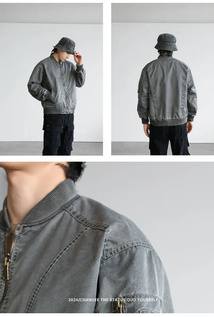 men streetwear fashion hip hop loose casual plus size cargo baseball jacket cityboy spring autumn bomber coat man outerwear unique cargo style 746