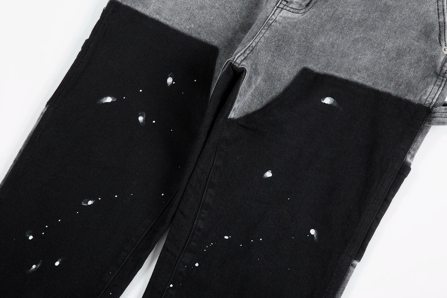 y2k spliced speckled ink patchwork baggy micro flare jeans pants for men streetwear pantalones hombre casual oversized cargos unique cargo style 3469