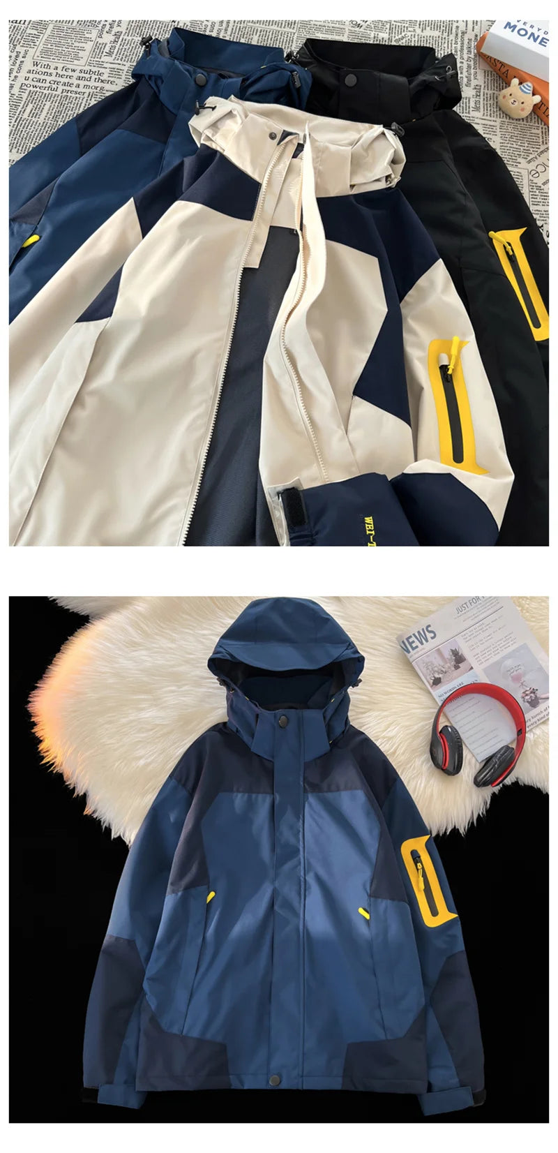 new colorblock pocket zip up hooded outdoor jackets for men fashion waterproof casual bomber jacket y2k motorcycle veste homme unique default style 127