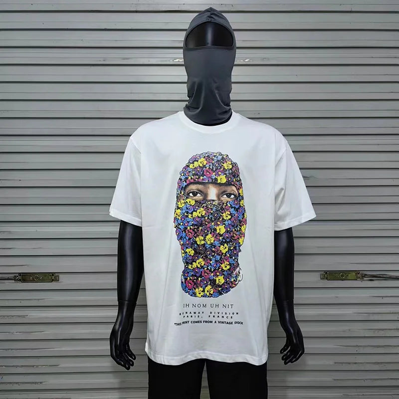 2024ss New IH NOM UH NIT T-shirt Masked Gold Necklace Printing Men Woman Good Quality Chaopai Top Tees Street King Limited