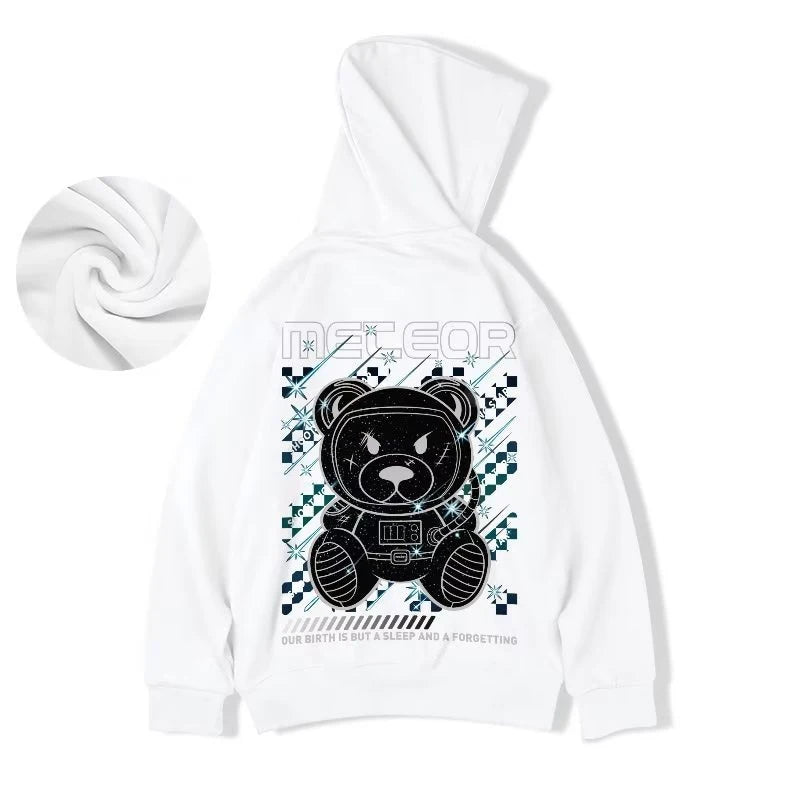 Meteor Bear Graphic Hoodies Oversized Men's Streetwear Hooded Sweatshirt Male Harajuku Fashion Pullover Hoodie y2k Clothes Street King Limited
