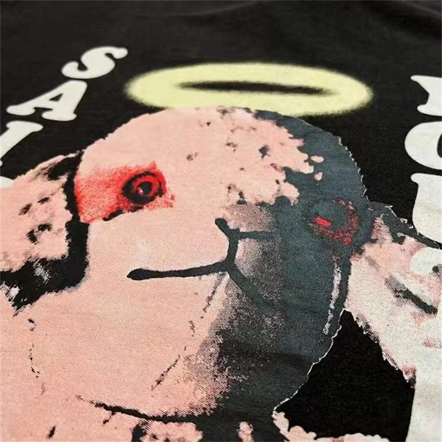 Summer New Vintage Pink Lamb Printing Distressed Retro High-Street Tops T-Shirt Street King Limited