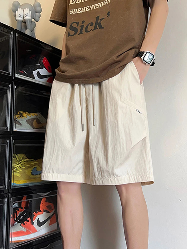 summer mens straight pleats shorts casual gym basketball sports short sweatpants y2k streetwear wide leg bermudas para hombre unique joggers style 3644
