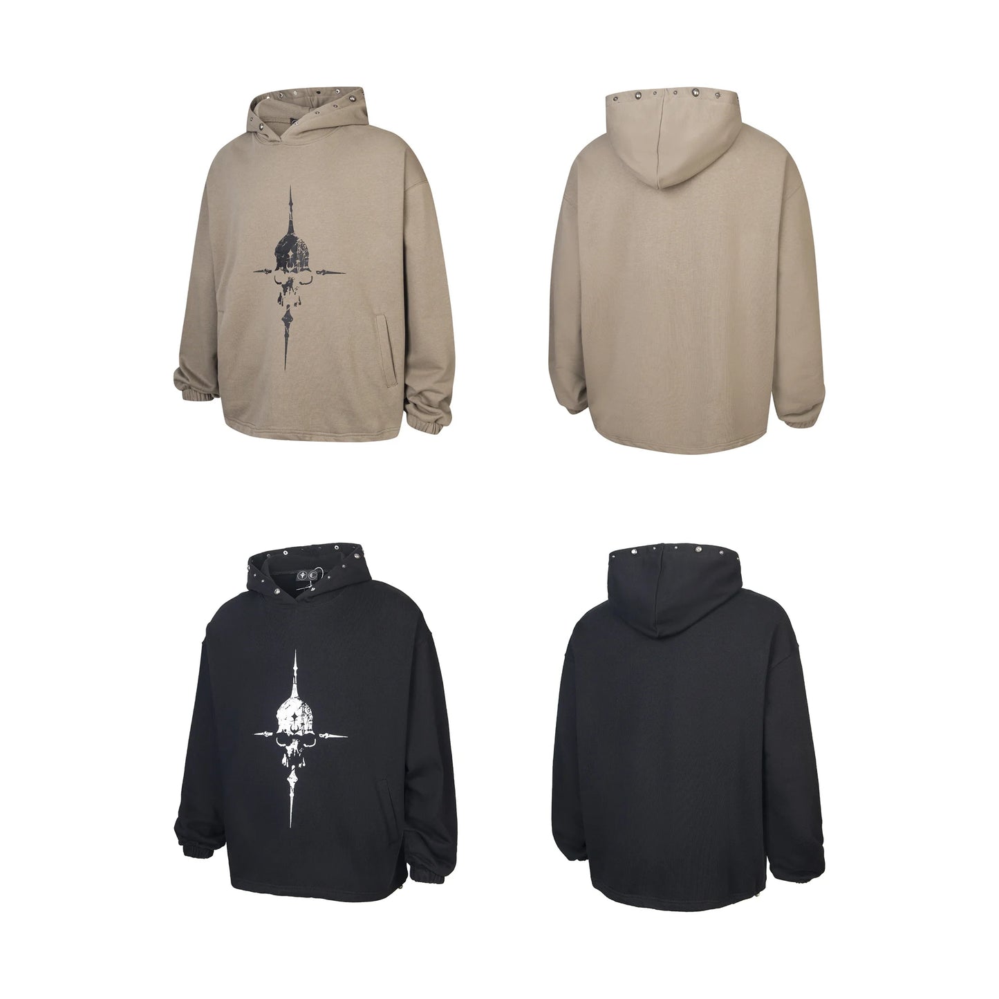 THUG CLUB Brand Fashion Skull Cross Print High-Street Cotton Casual Loose Worn Hoodies For Winter Street King Limited