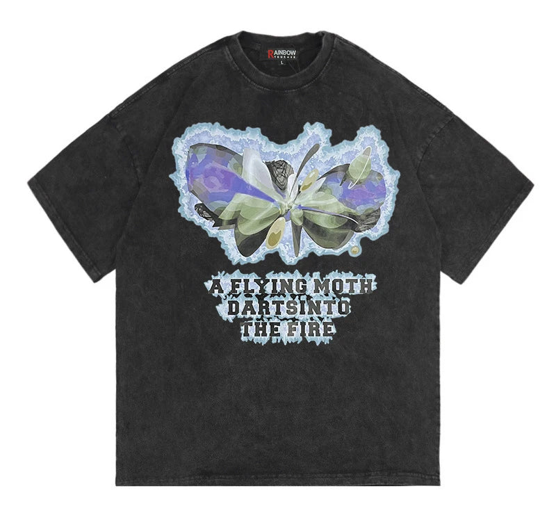 Rainbowtouches 2022 Brand Vintage Mens T-Shirt High Street Tidal Current Abstract Art Pattern Mens T Shirts Men Women T Shirt Street King Limited