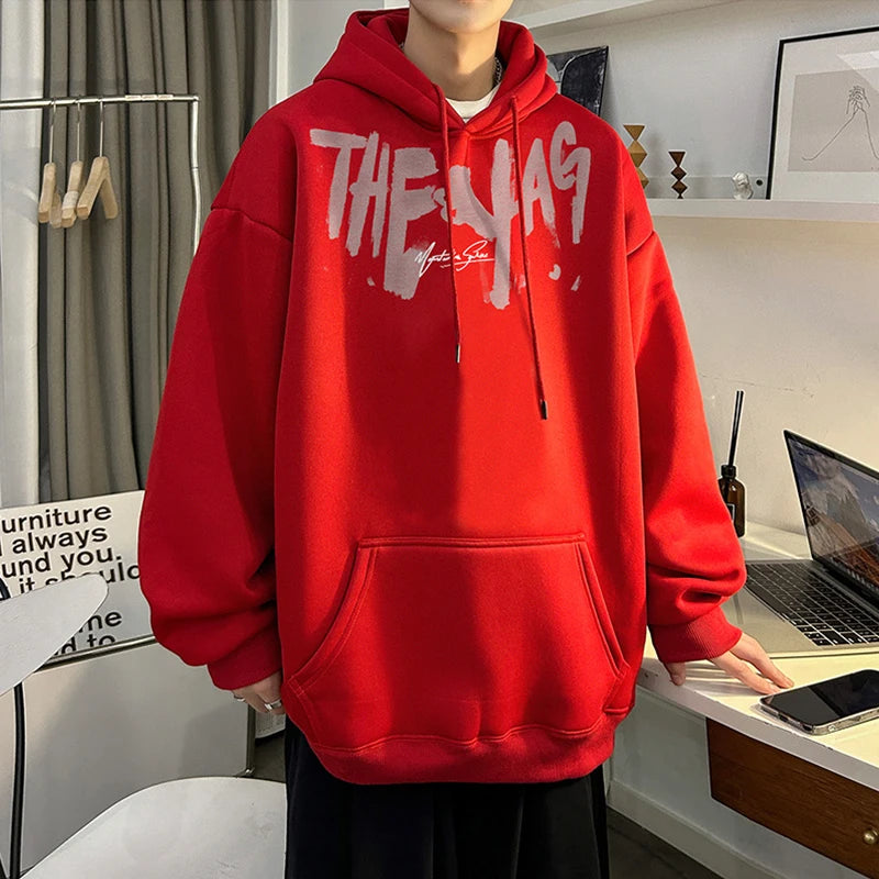High Street Letter Print Oversized Hoodie Men's New Hip Hop Fashion Hooded Sweatshirt Autumn Y2K Vintage Pullover Hoody Clothes Street King Limited