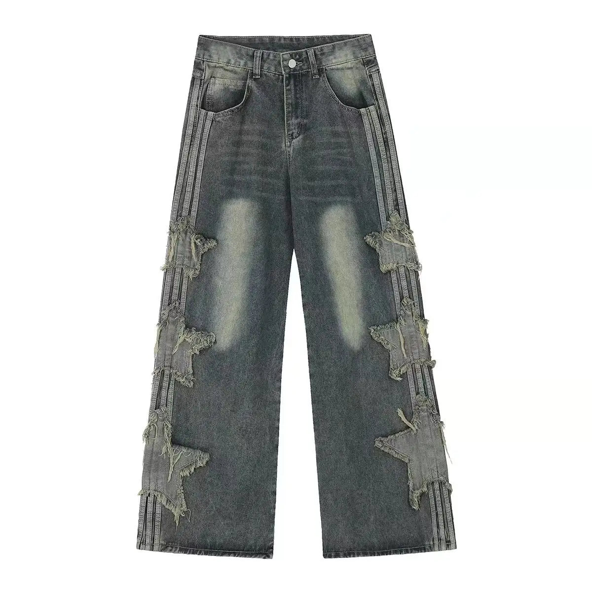 american retro high street straight leg jeans for men and women 2024 spring and autumn trend loose straight leg casual pants y2k unique jeans style 783