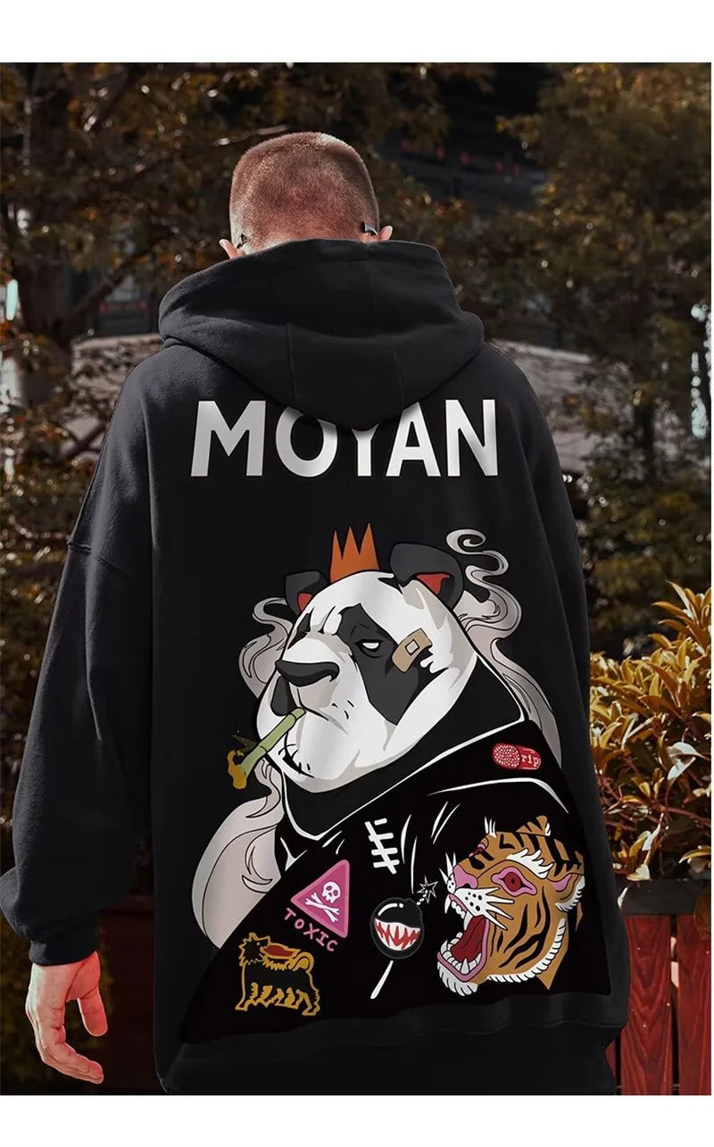 Wicked Panda Funny Graphic Print Men Pullover Hoodies 2025 Autumn Japanese Hip Hop Sweatshirts Casual Y2K Hoodie Streetwear Street King Limited