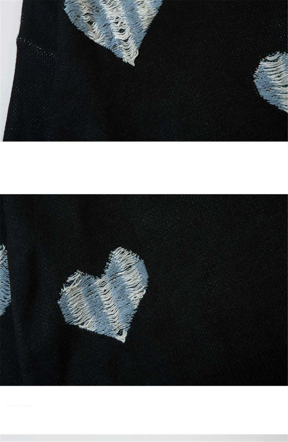 2023 Vintage Sweater Ripped Distressed Heart Graphic Knitted Jumpers Men Streetwear Harajuku Oversized Sweaters Y2K Pullover Street King Limited