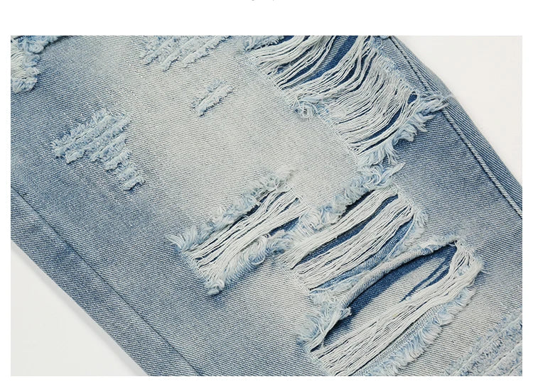 men distressed ripped destroied holes denim jean pants fashion zipper biker jeans streetwear flare pants joggers y2k men s jeans unique joggers style 2797